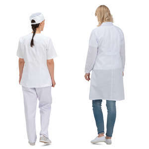 nurse and doctor walking