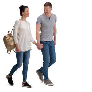 man and woman walking hand in hand