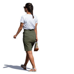 woman with earphones walking on a summer day