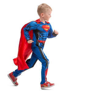 boy in a superman costume running