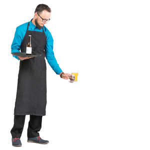 waiter laying drinks on the table