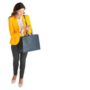 bird eye view of a woman with a shopping bag standing