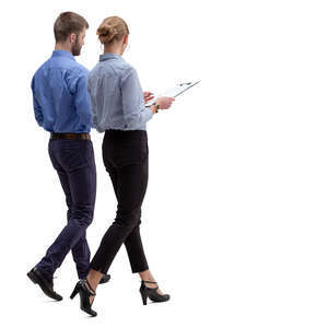 two office workers walking