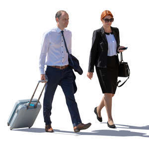 businessman and businesswoman walking