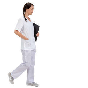 young female doctor walking