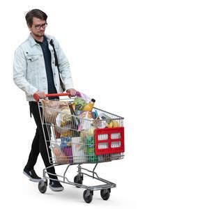 man with a trolley full of groceries