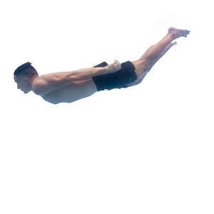 man swimming under water