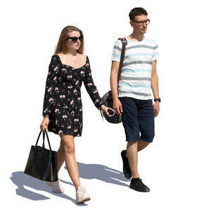 man and woman walking on a summer day