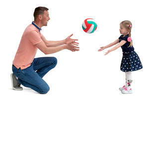 father and daughter playing with a ball