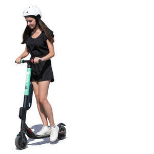 young woman riding an electrical scooter