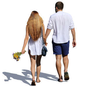 couple walking hand in hand in summertime