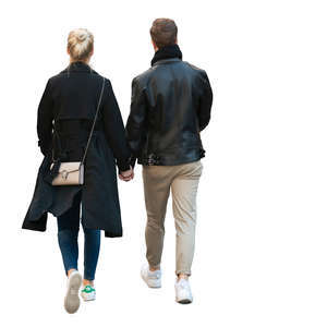 man and woman walking hand in hand