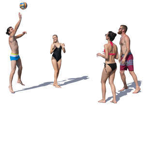 group of young people playing beach volley