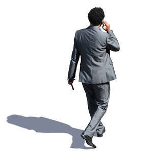 black businessman walking seen from above