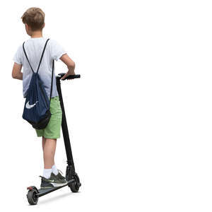 boy riding a scooter