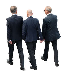 three businessmen walking seen from above