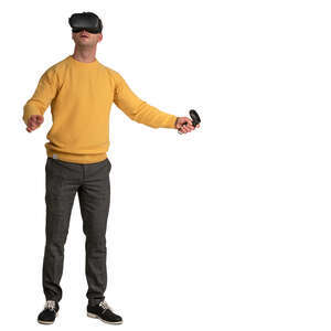 man with VR headset standing