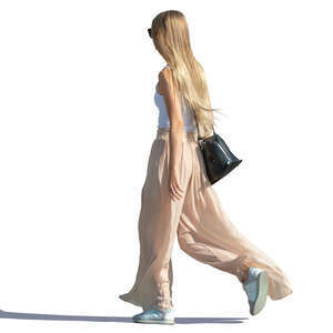 long-haired woman walking