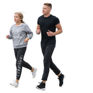 man and woman jogging