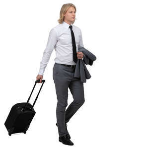 young travelling businessman walking