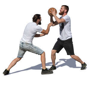 two men playing basketball
