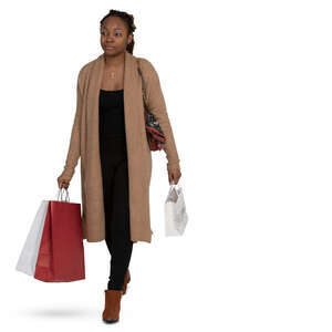 woman with shopping bags walking