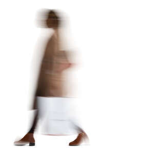 motion blur image of a woman with a shopping bag walking