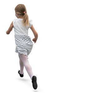 little girl in a white dress running