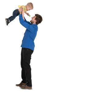 father throwing his son in the air