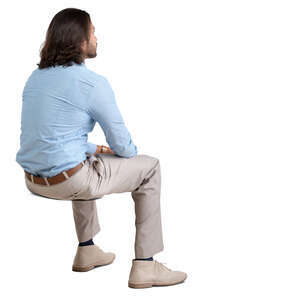 man sitting seen from back angle