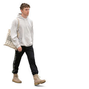 young man walking in an ambient light