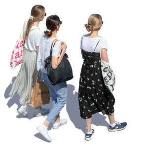 three women walking seen from above