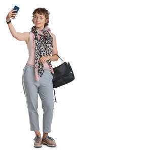 woman taking a selfie with her phone