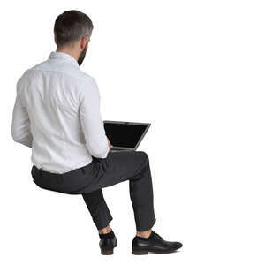 businessman sitting with a laptop on his knees