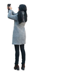 asian woman taking picture with her phone