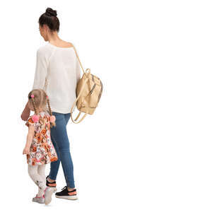 mother and daughter walking hand in hand