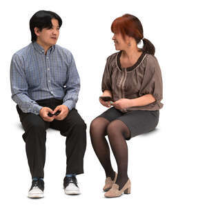 asian man and woman sitting and talking