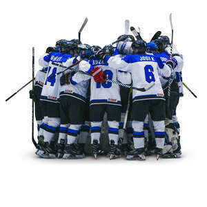 hockey team standing in a group