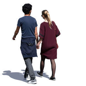 couple walking and holding hands