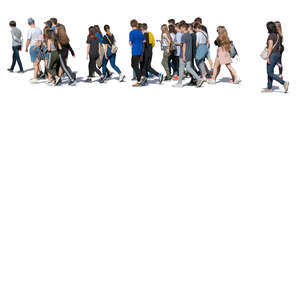 large group of teenagers walking