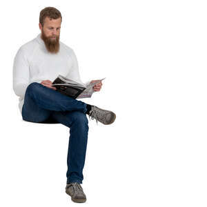 man sitting and reading a newspaper