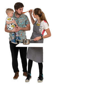 family cooking dinner in the kitchen