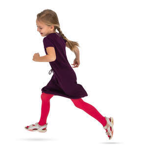 little girl running happily