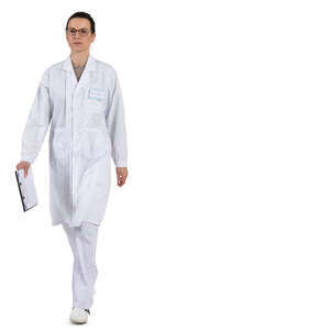 female doctor walking hastily