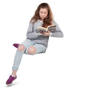 teenage girl sitting and reading a book
