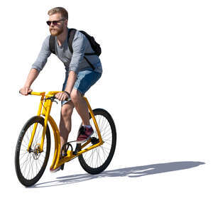 man riding a trendy yellow bike