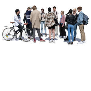 large group of teenagers standing and talking