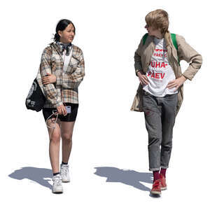 cut out teenage girl and boy walking