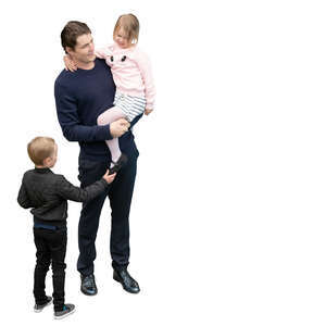 cut out man with two kids standing