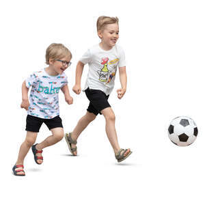 two cut out boys running happily